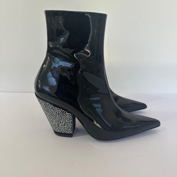 Simon Miller Womens Patent Leather Pointed Toe Boots Size 37 Witchy Gothic Black - Picture 2 of 11